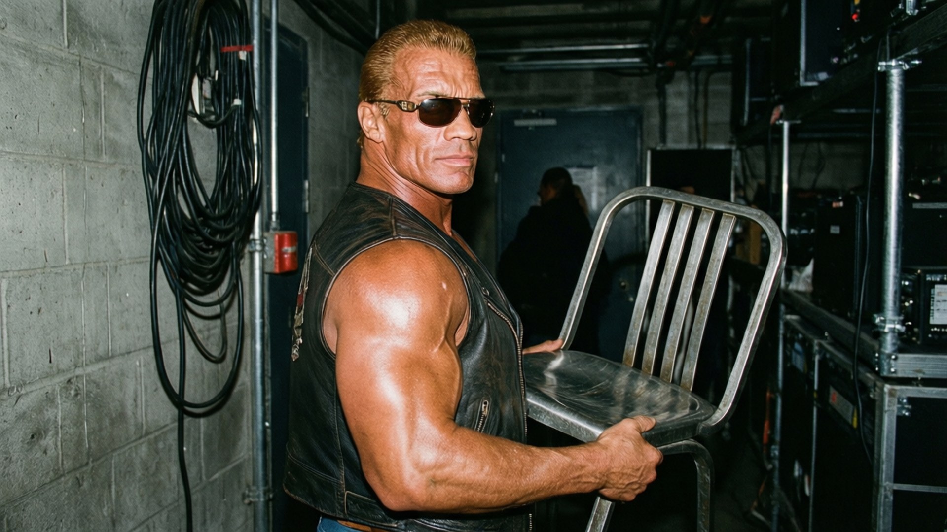 Stone Cold Steve Austin backstage ready for a fight. wallpaper