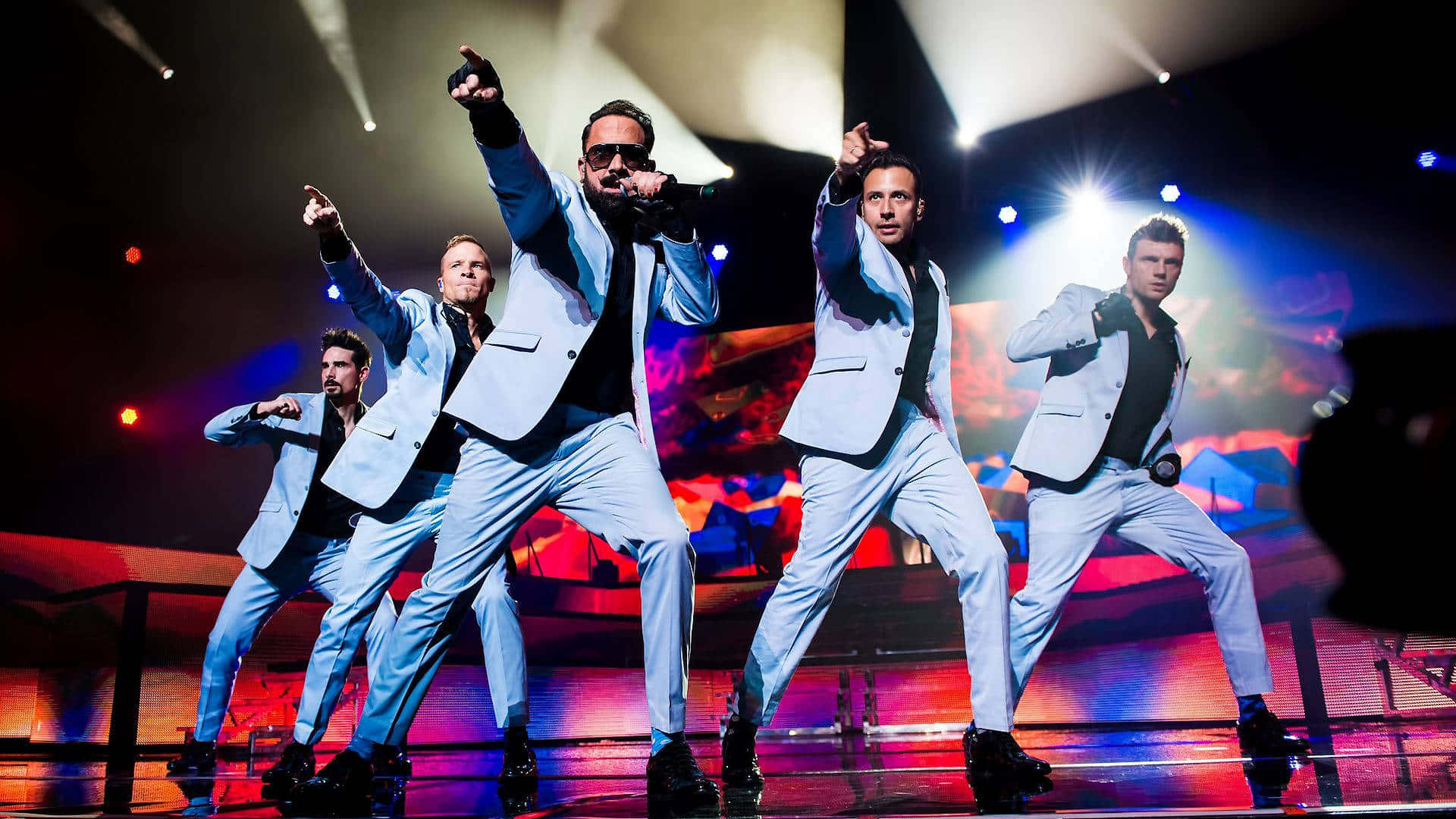 The lads of Backstreet Boys- AJ, Nick, Howie, Brian, and Kevin.