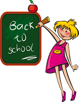 Backto School Cartoon Girl PNG