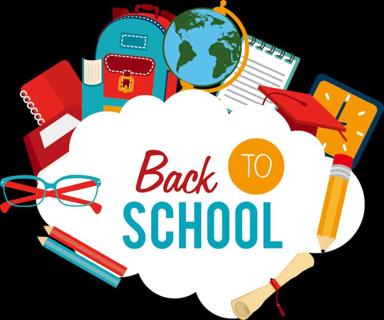 Backto School Educational Supplies Graphic PNG