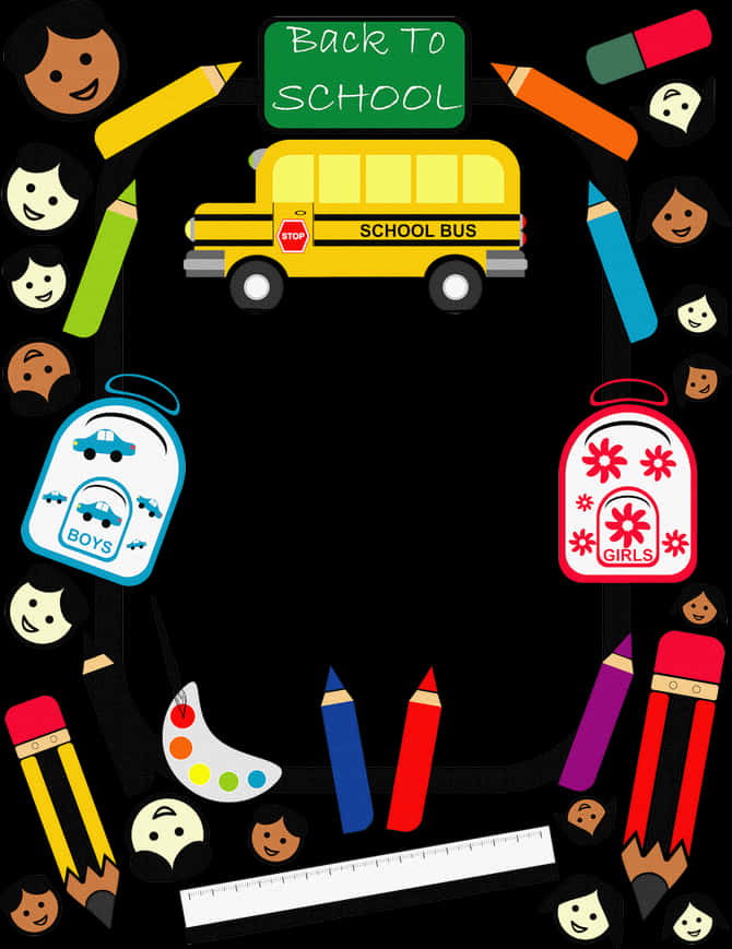 Backto School Page Border Design PNG