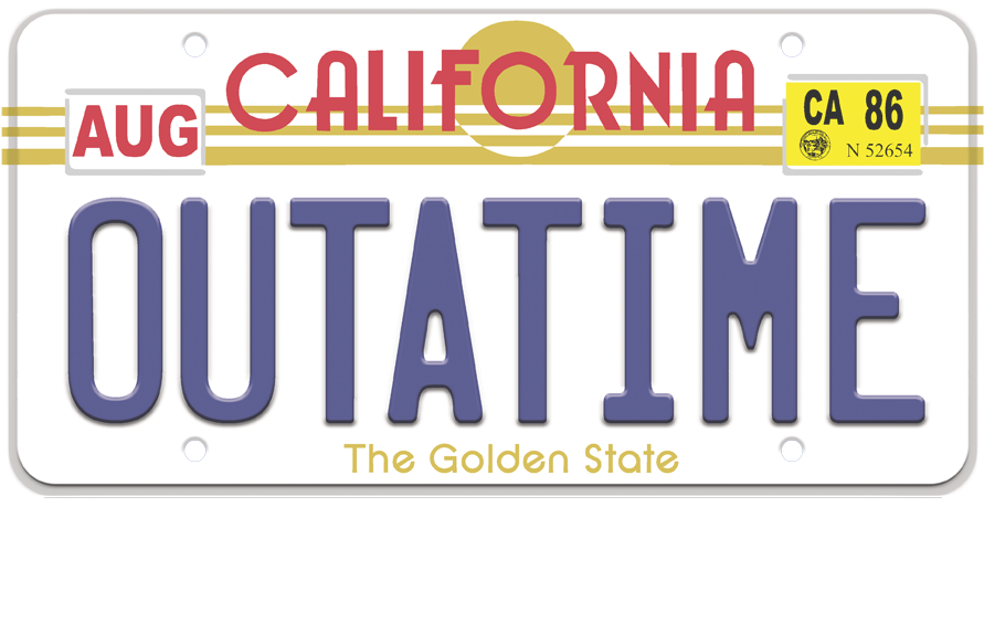 Backtothe Future O U T A T I M E License Plate PNG