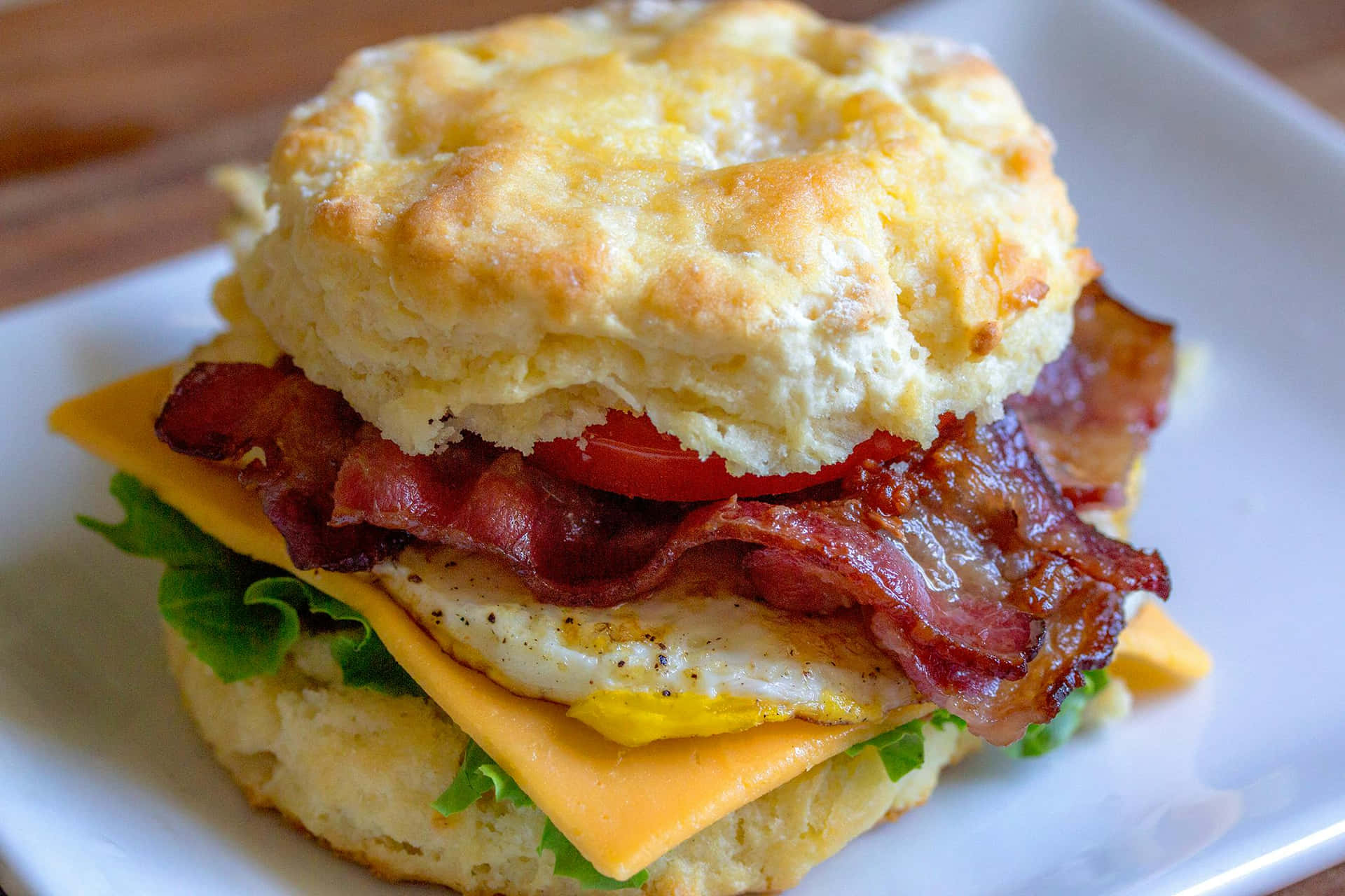 Bacon Ei Kaas Biscuit Sandwich Achtergrond