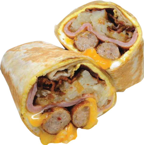 Bacon Sausage Cheese Breakfast Burrito.png PNG