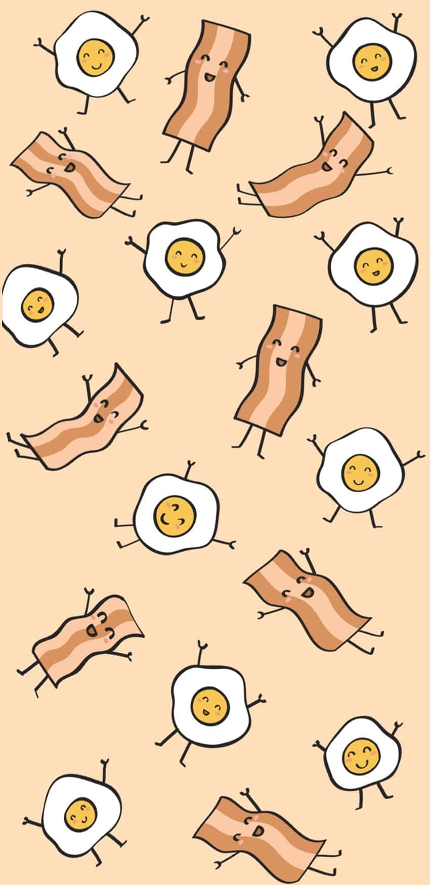 Baconand Eggs Cartoon Pattern Wallpaper