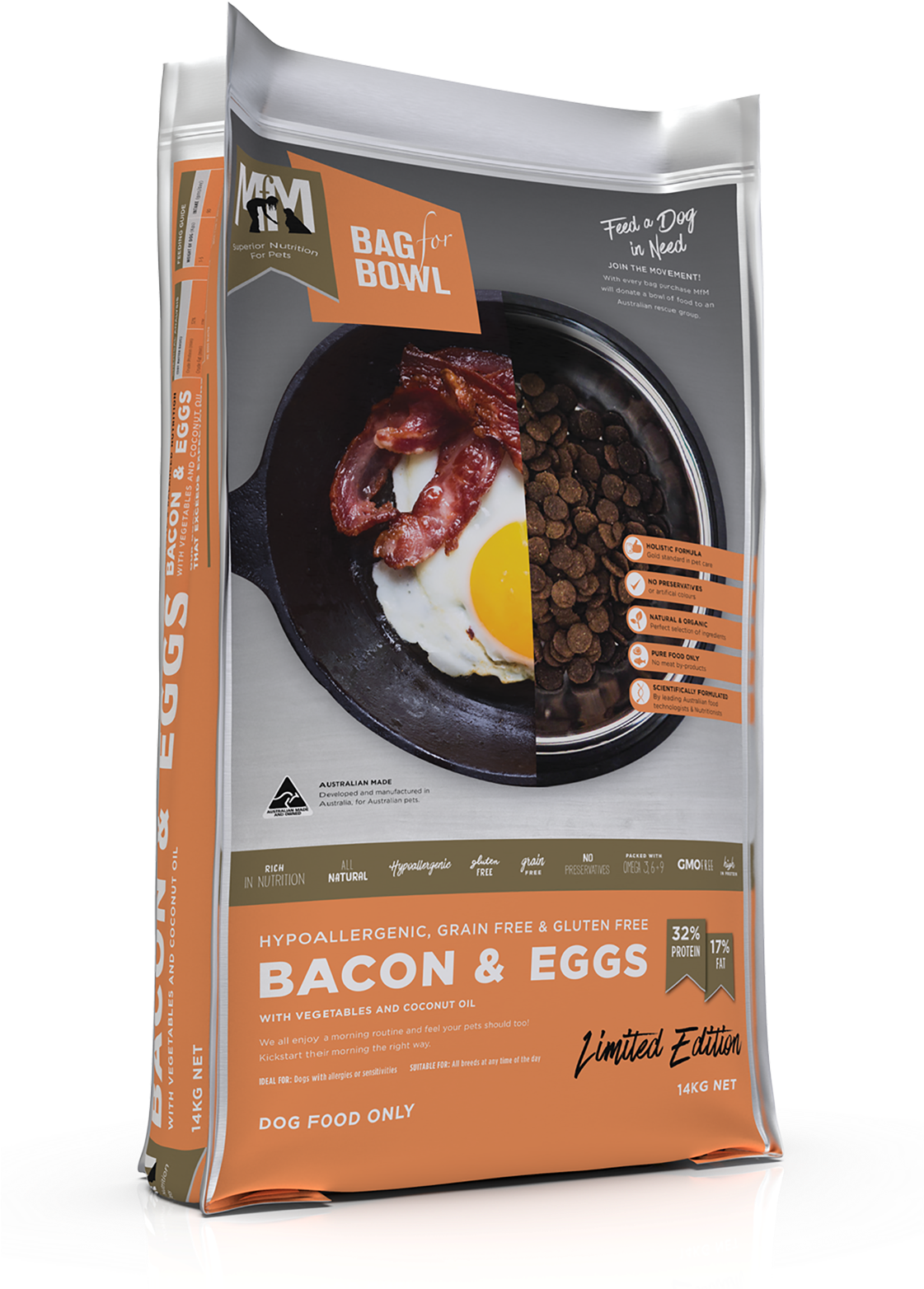 Baconand Eggs Dog Food Packaging PNG