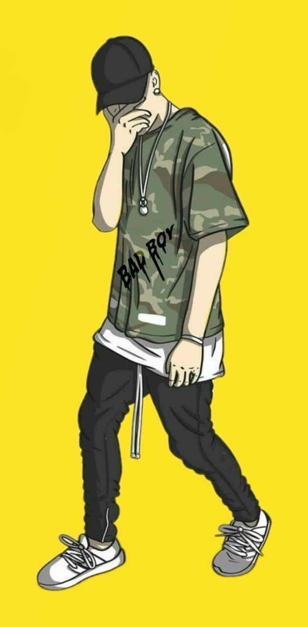 Bad Boy Anime Wearing Camouflage Wallpaper