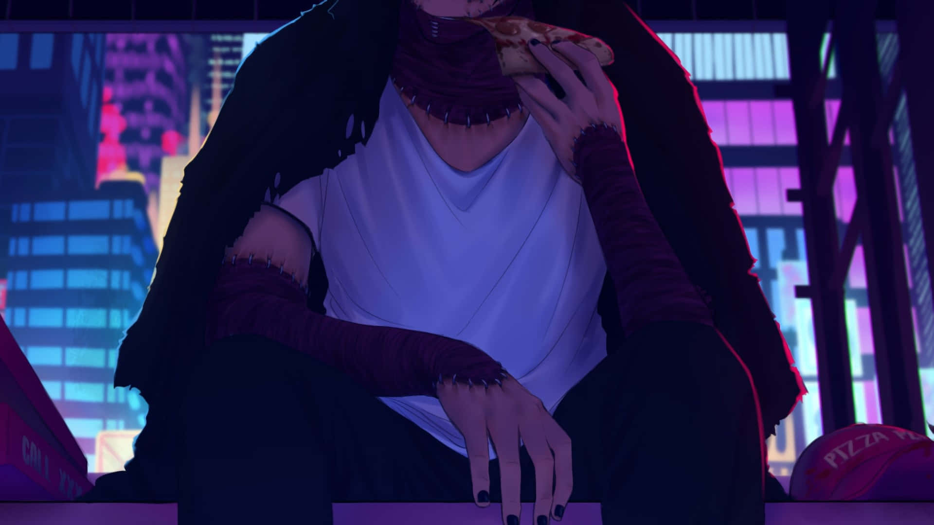 Bad Boy Anime Eating Pizza Wallpaper