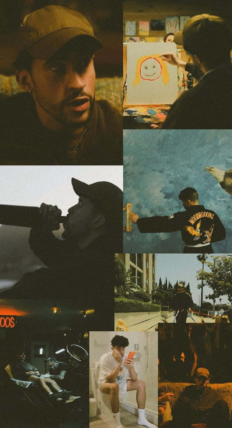 Bad Bunny Aesthetic Collage Wallpaper