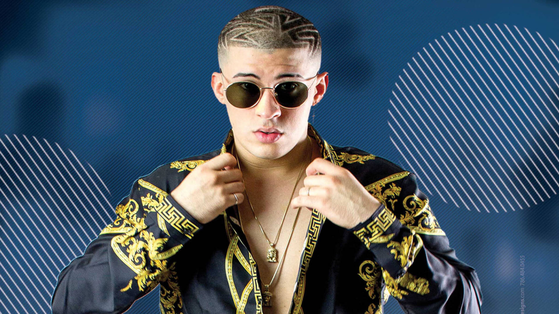 Bad Bunny Black And Gold Polo Background