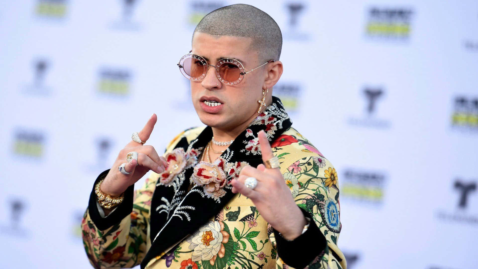 Bad Bunny Floral Jacket Style Wallpaper
