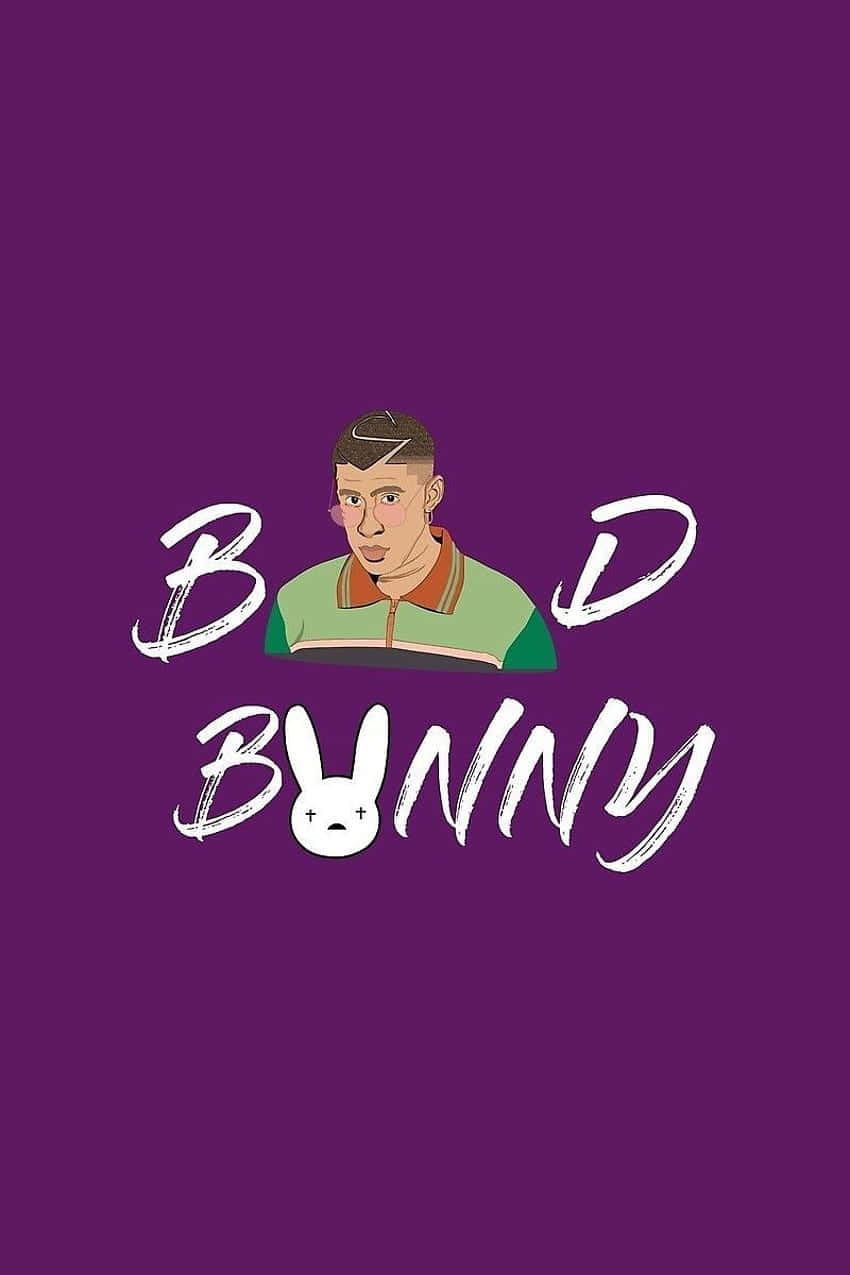 Bad Bunny Illustration Purple Background Wallpaper