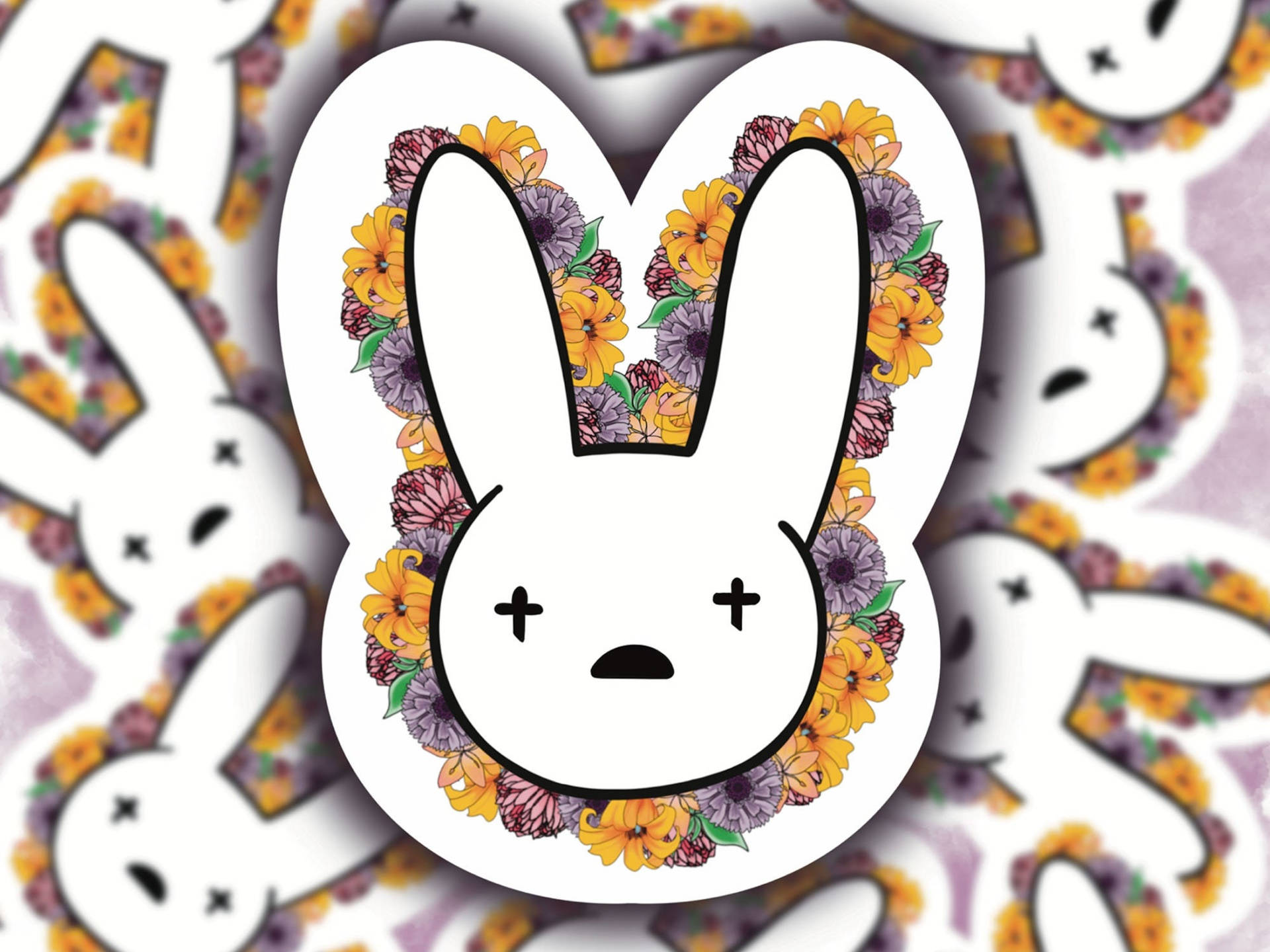 Floral Bad Bunny Logo Background