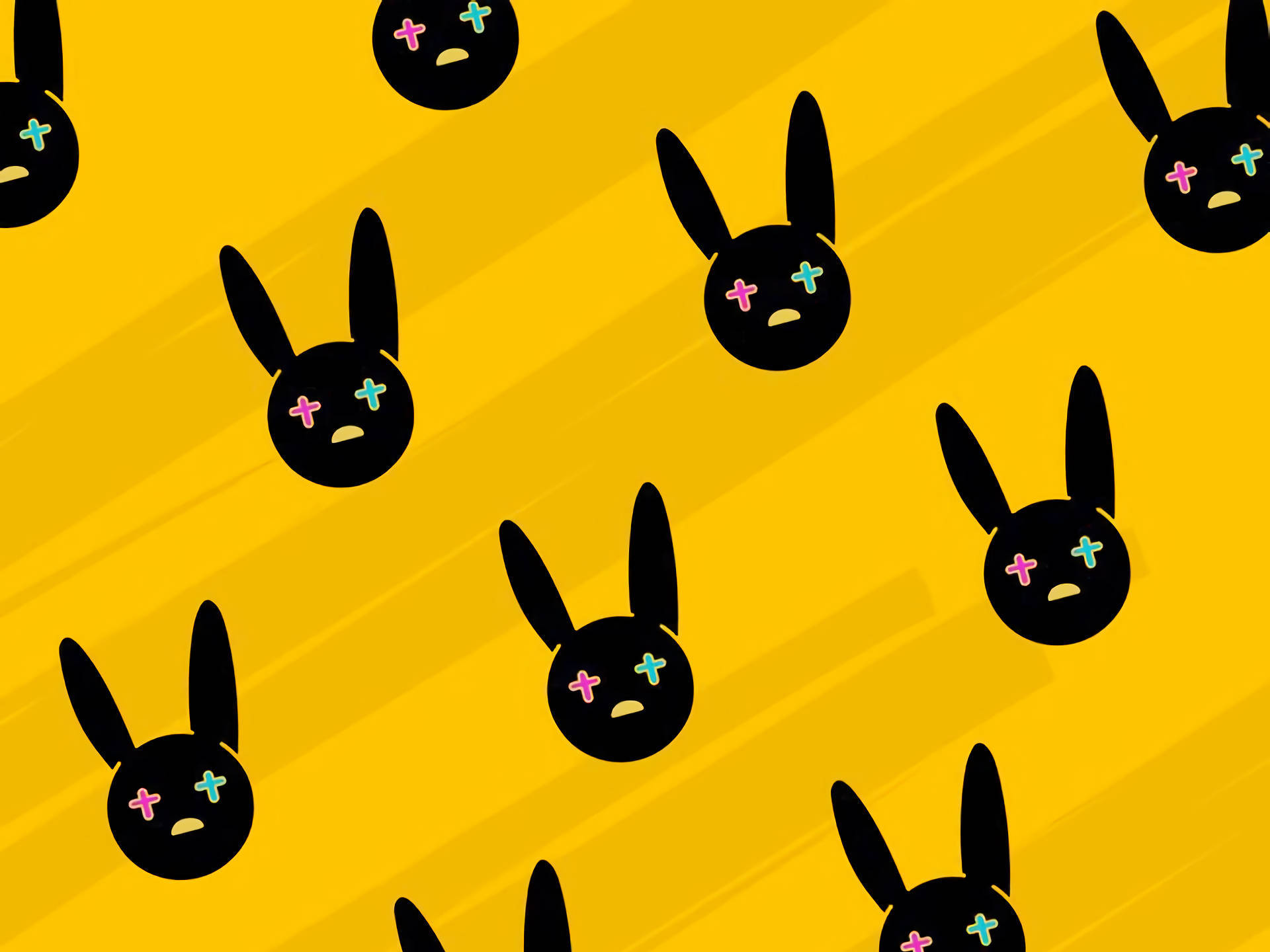 Black Bad Bunny Logo Patterns Background