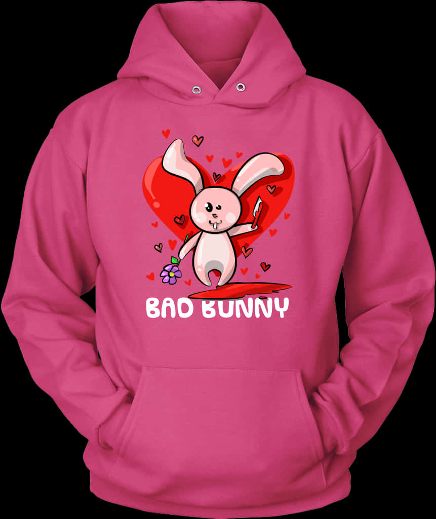 Bad Bunny Pink Hoodie Design PNG