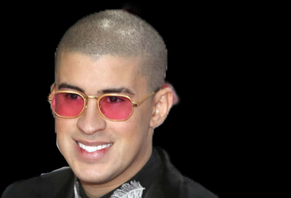 Bad Bunny Red Sunglasses Smiling PNG