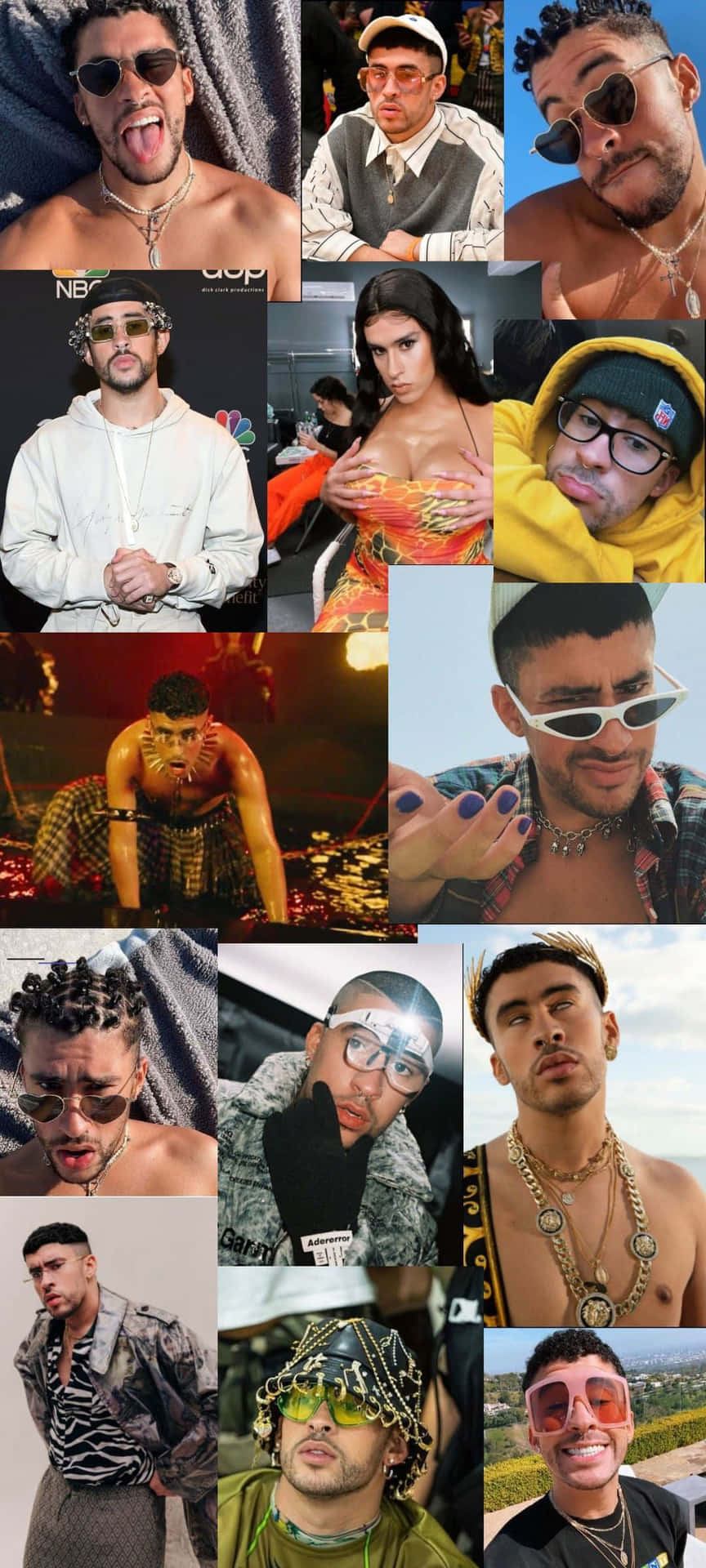 Bad Bunny Style Collage Wallpaper