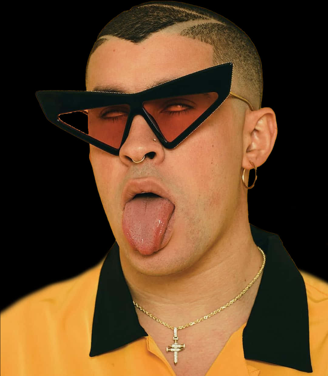 Bad Bunny Triangular Sunglasses Tongue Out PNG