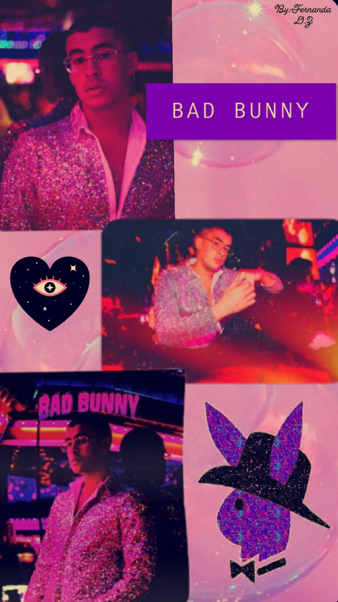 Bad Bunny With Purple Playboy Bunny Background