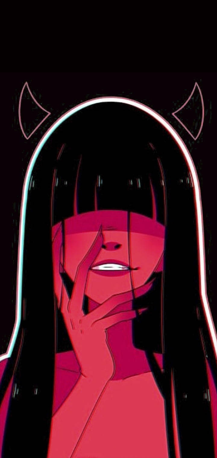 Bad Girl Anime Devil Horns Background