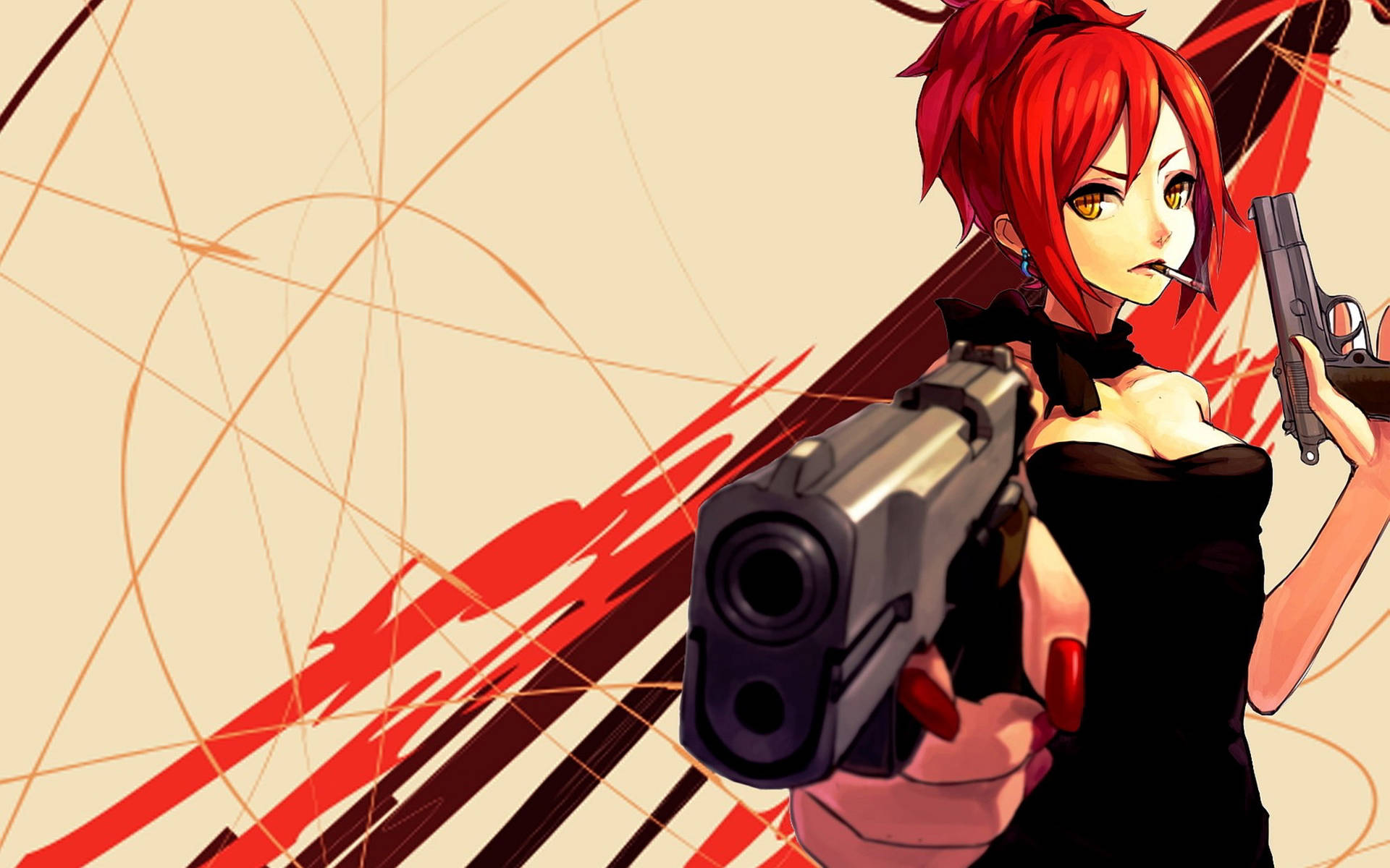 Bad Girl Anime Two Pistols Wallpaper
