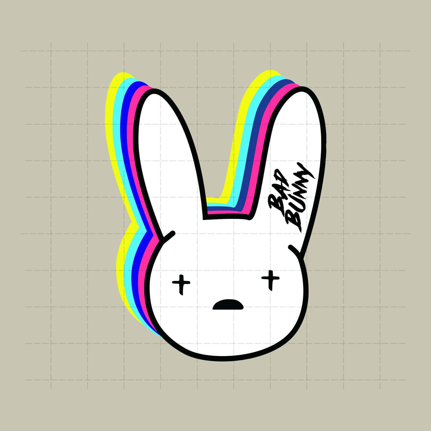 A Bunny With A Rainbow Colored Background