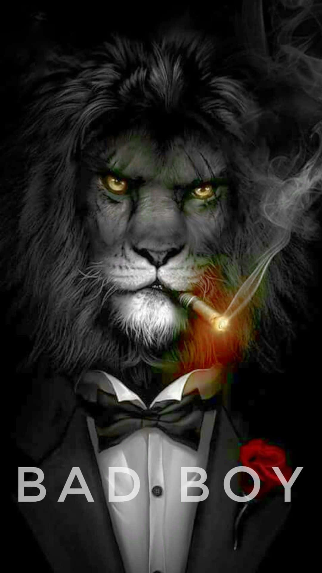Dåligpojke Lejon Som Röker En Cigaret