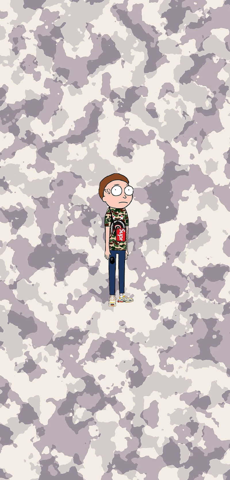 A Cartoon Character Standing On A Camouflage Background Wallpaper
