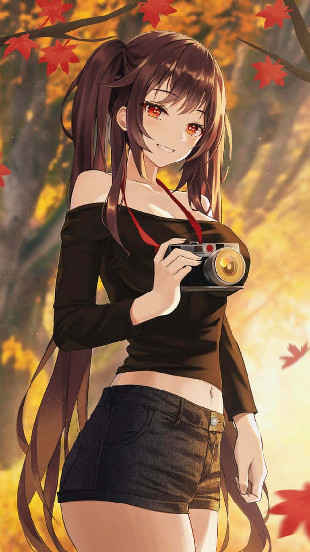 Badass Girl With Camera Fall Anime Wallpaper