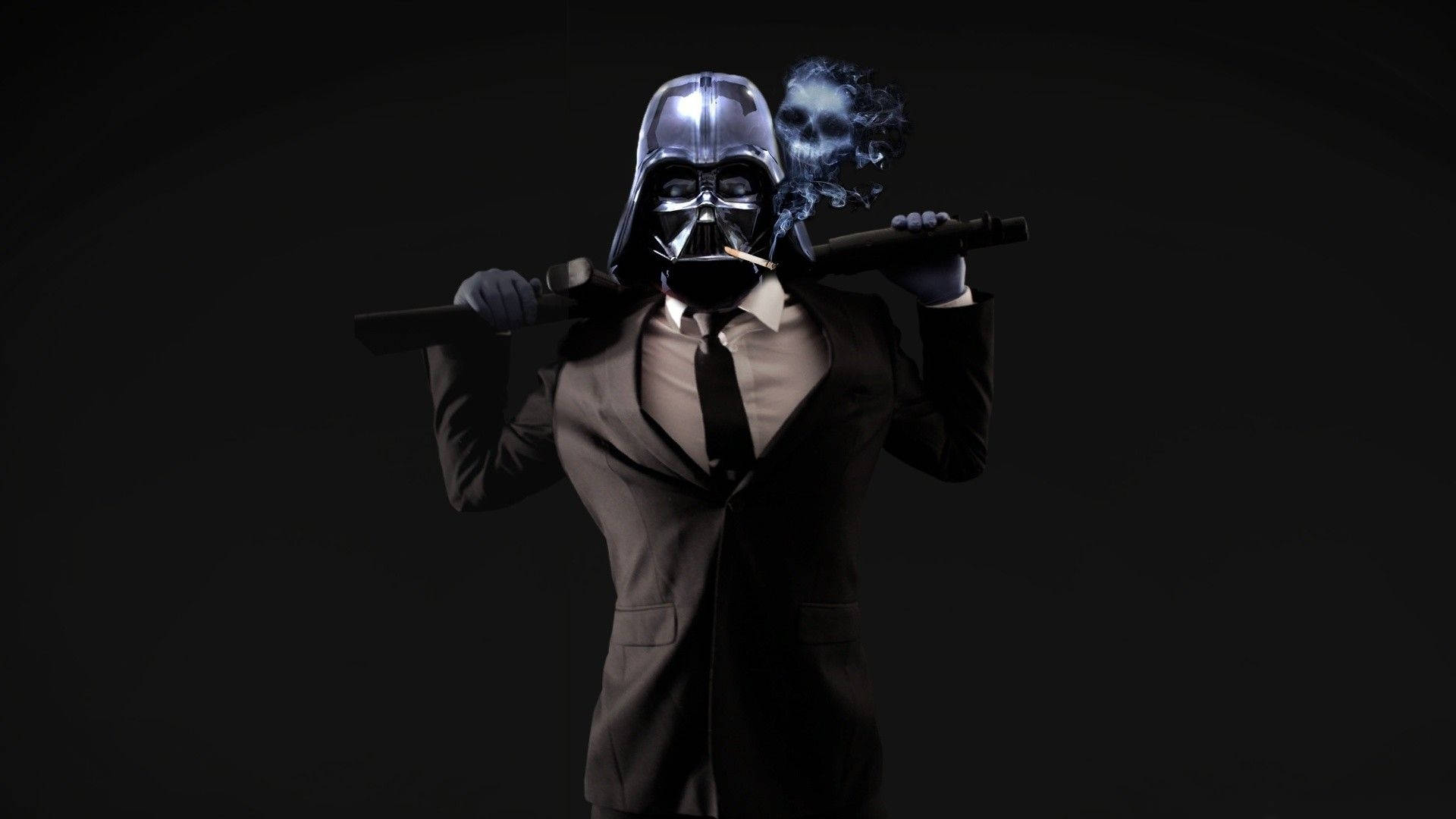 Darth Vader In A Suit Smoking A Cigar Wallpaper
