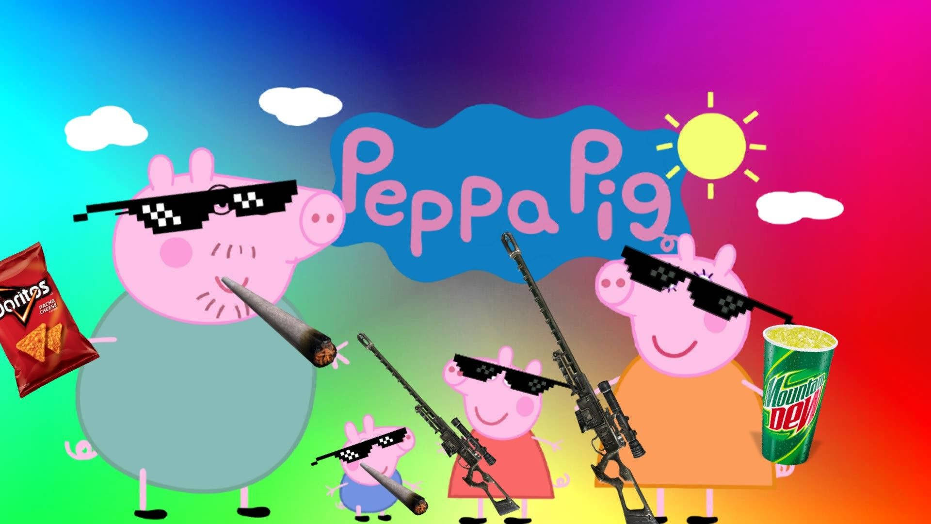 Badass Peppa Pig fan art wallpaper.
