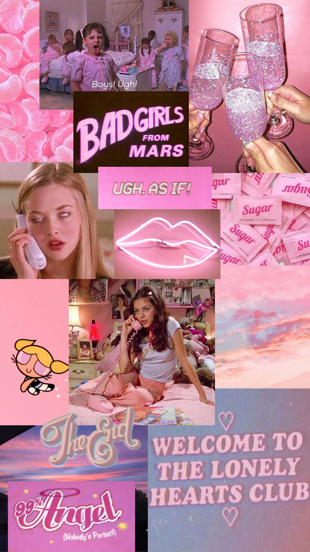 Baddie Aesthetic Collage In Pink Background
