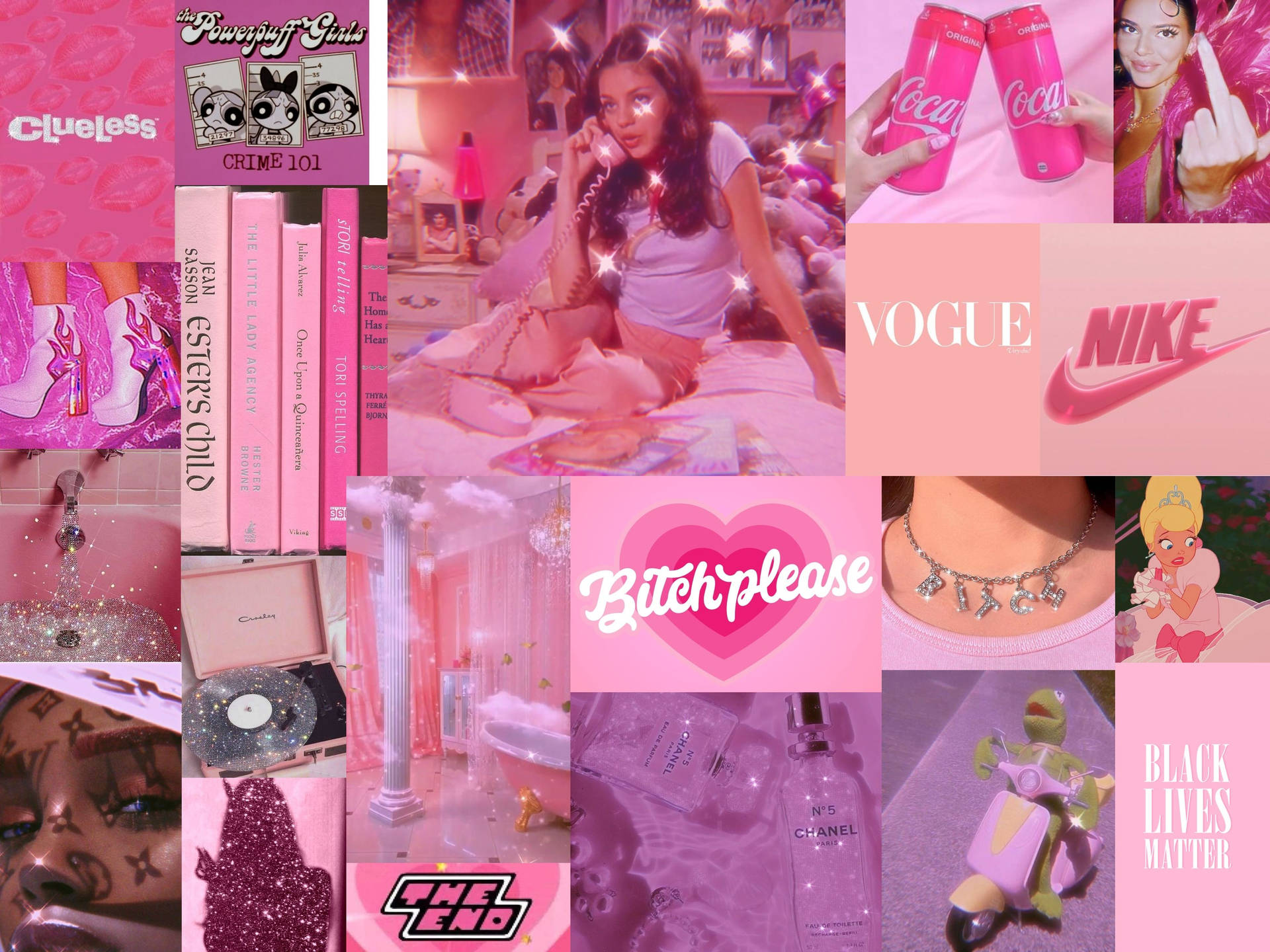 Baddie Aesthetic Collage Pink Theme Background