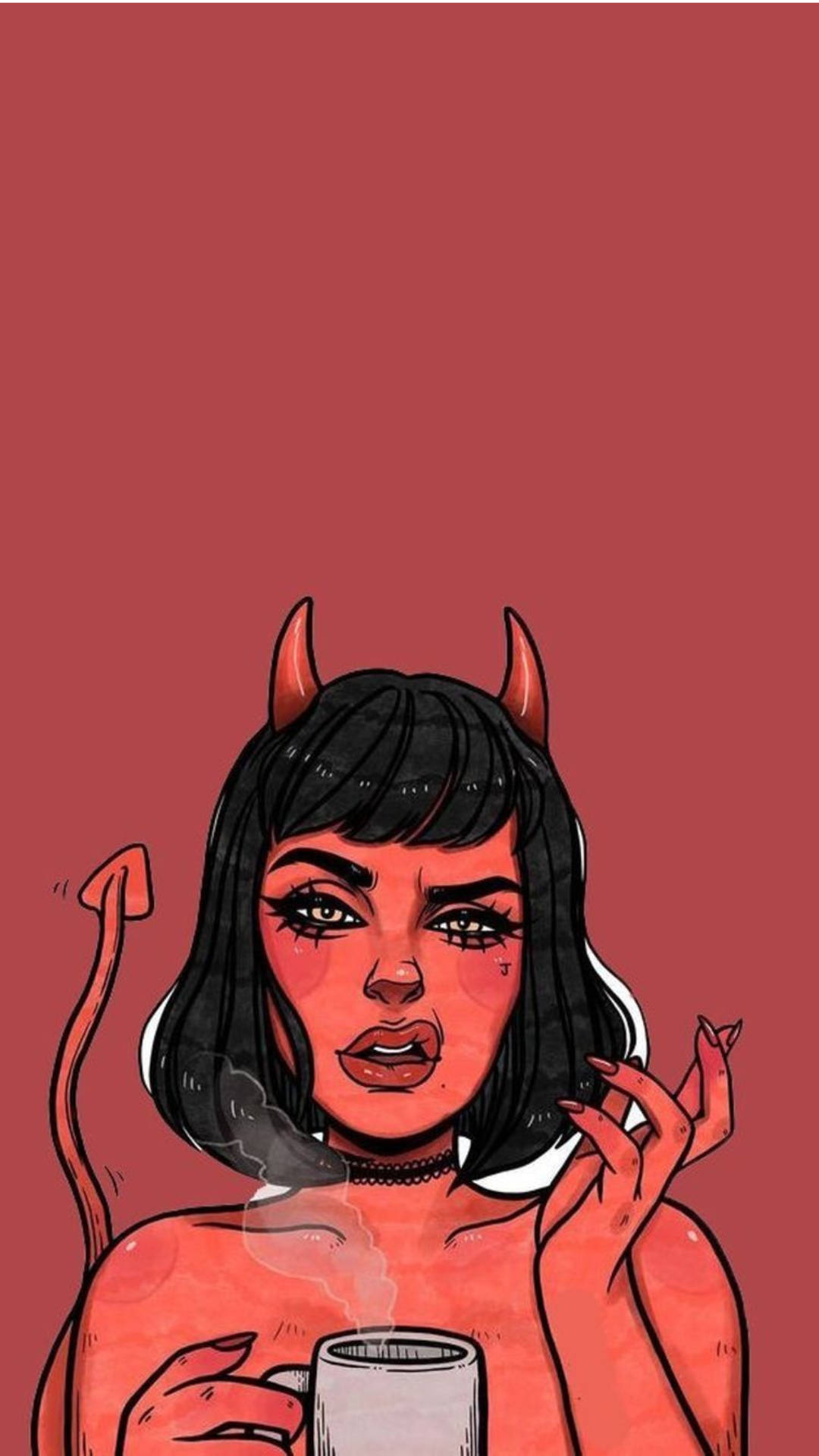 Baddie Cartoon Girl In Devil Outfit Wallpaper
