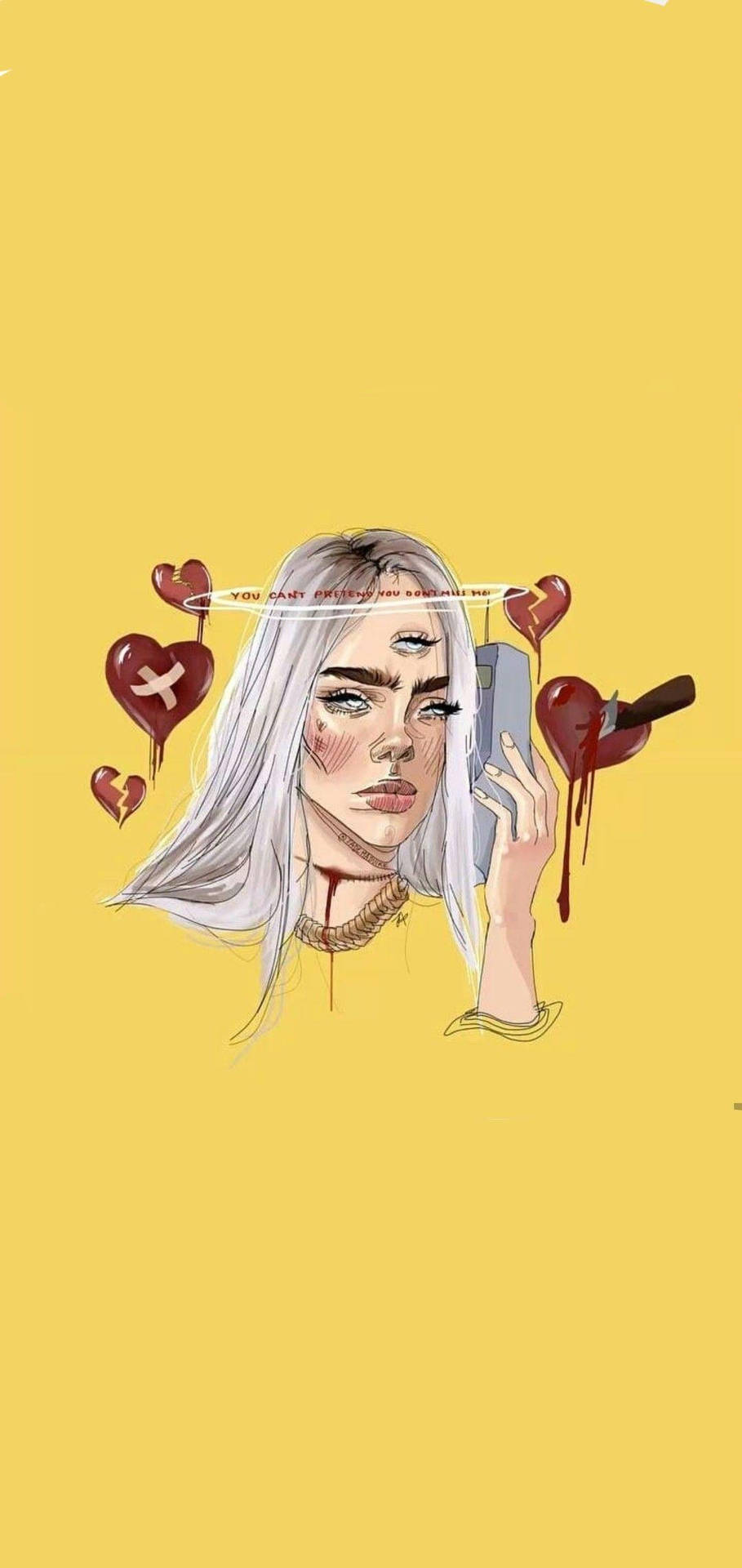 Baddie Cartoon Girl Surrounded By Broken Hearts Background