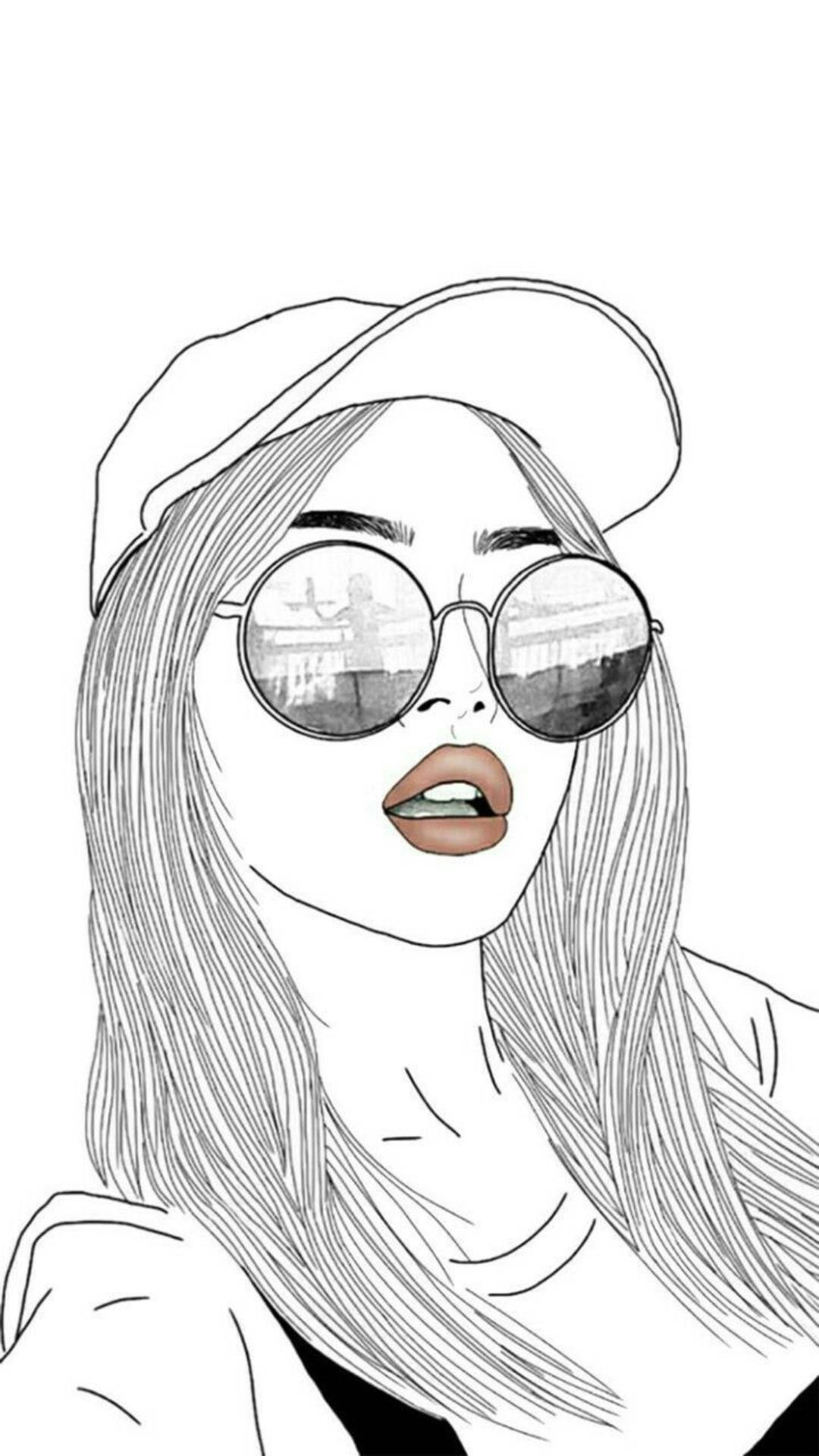 Baddie Cartoon Girl With Cap And Shades Background
