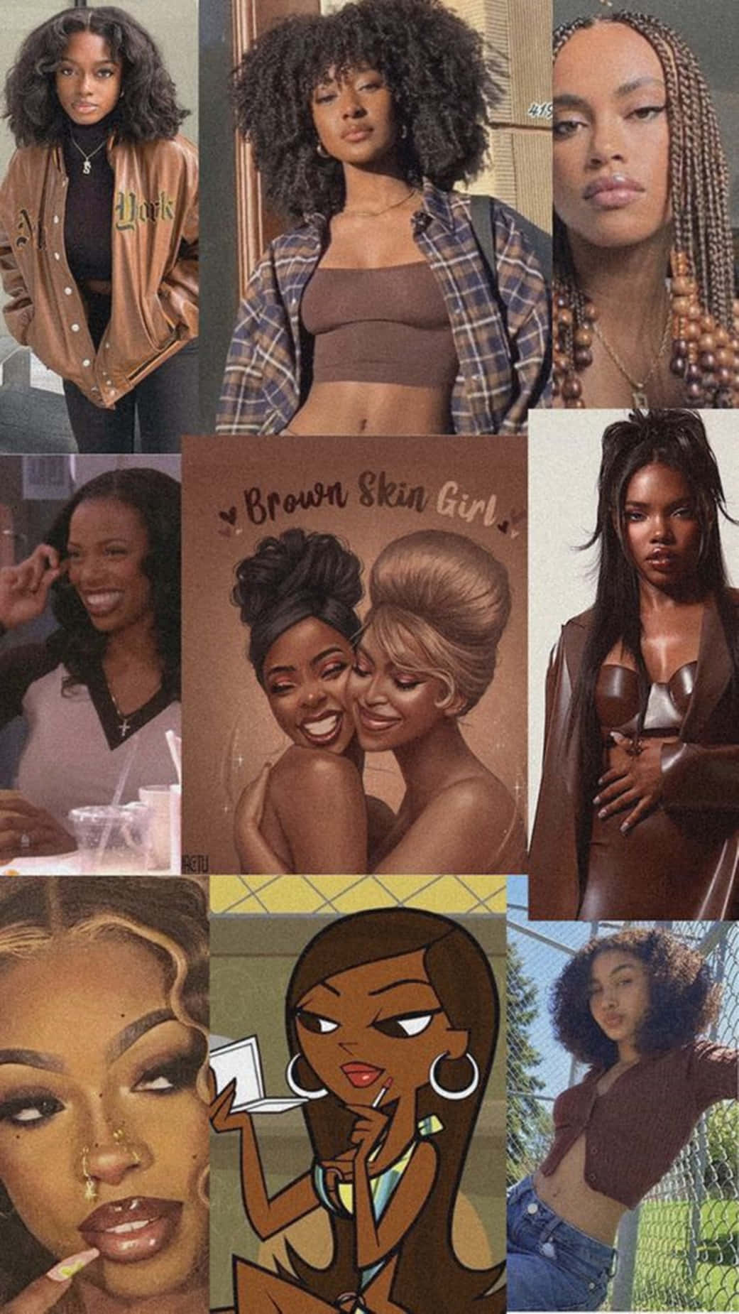 A Collage Of Pictures Of Black Women With Afro Hair Wallpaper