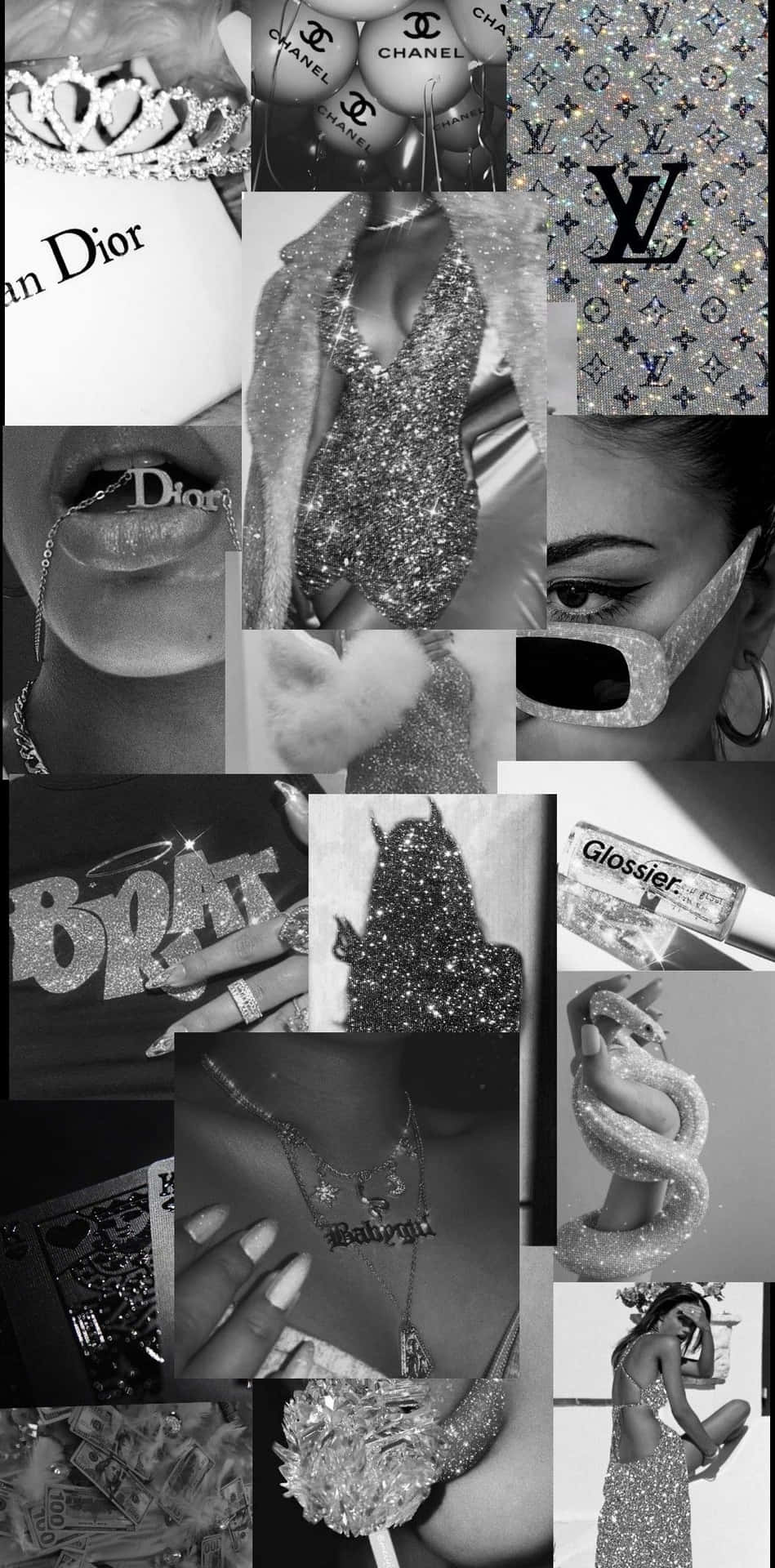Monochrome Party Baddie Collage Iphone Background