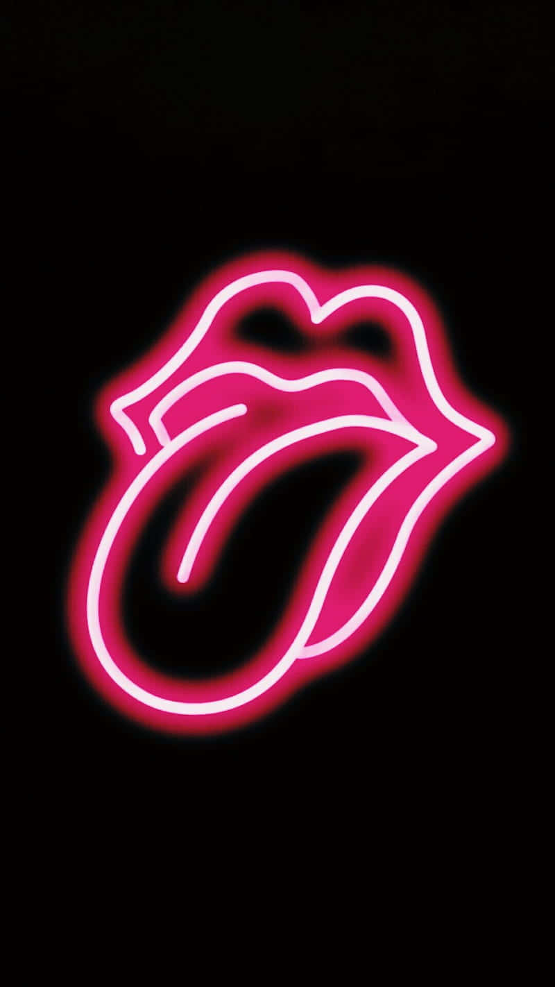 Dasneon-logo Der Rolling Stones Auf Schwarzem Hintergrund Wallpaper