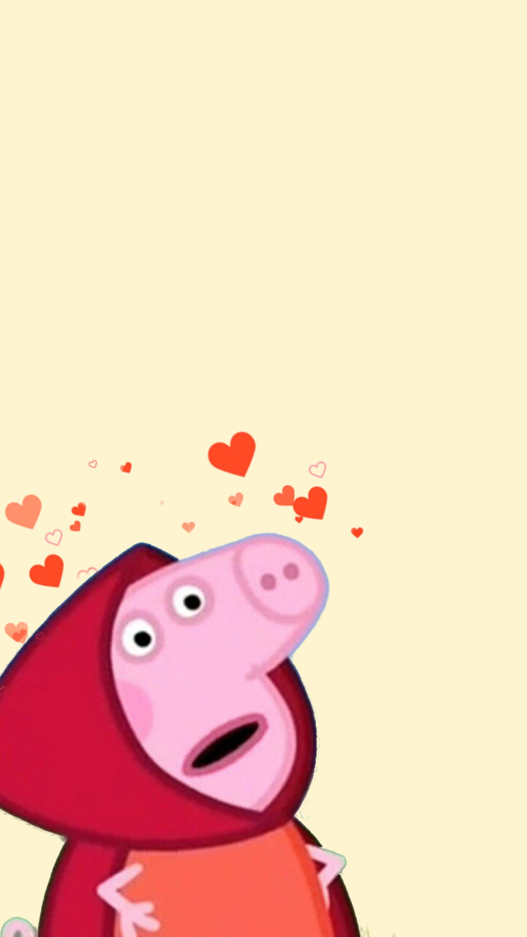 Peppa Pig In Red Hood With Hearts Wallpaper