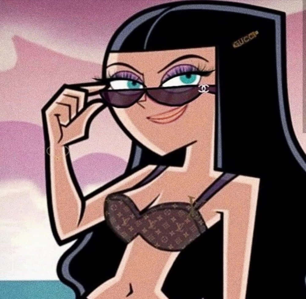 A Cartoon Character In A Bikini With Sunglasses