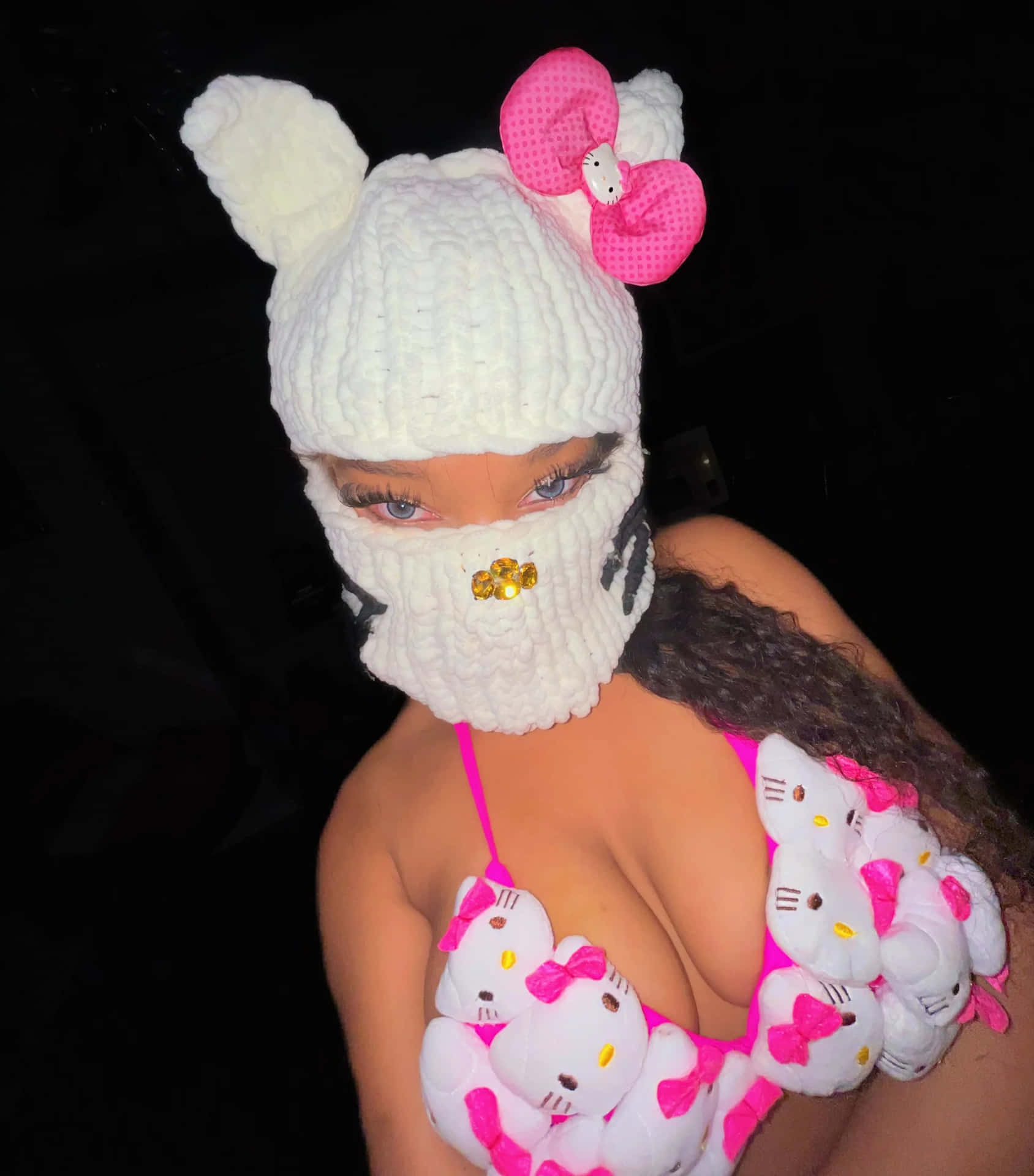 Baddie Ski Maskwith Hello Kitty Top Wallpaper