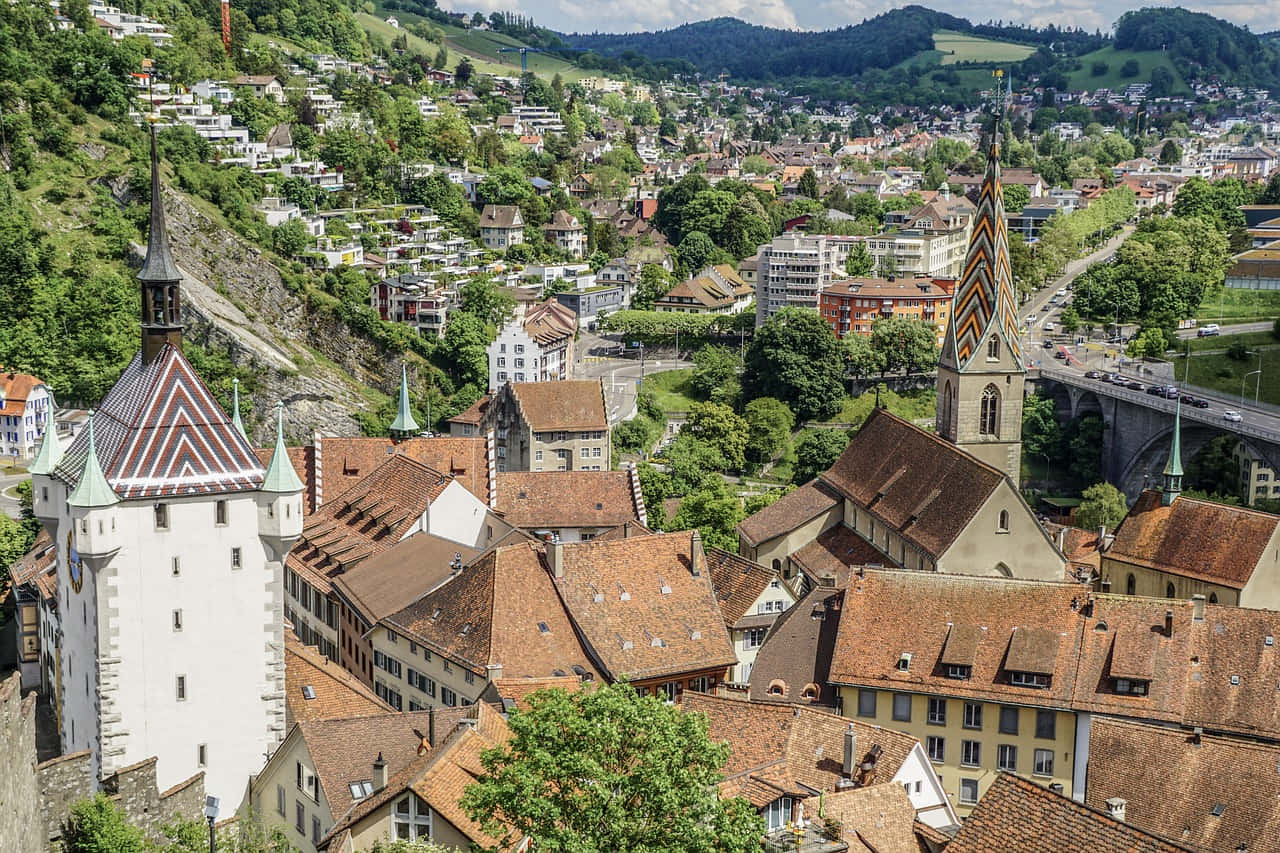 Baden Switzerland Aerial View Wallpaper