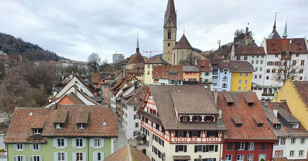 Baden Zwitserland Historische Stadsgezicht Achtergrond