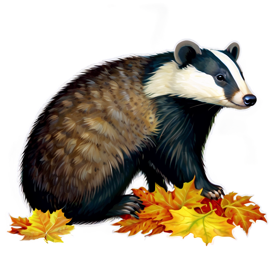 Badger In Autumn Leaves Png Ifo72 PNG