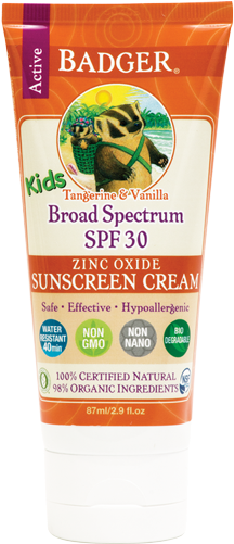 Badger Kids S P F30 Sunscreen Cream Tangerine Vanilla PNG