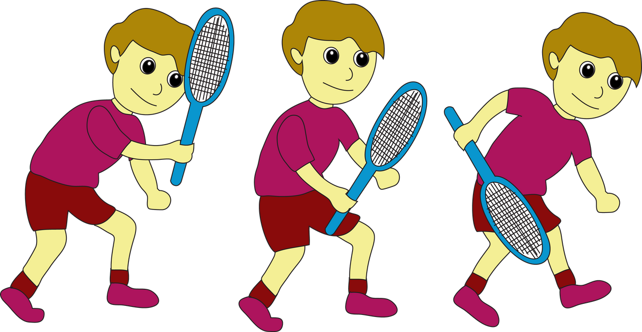 Badminton Player Stances Cartoon PNG