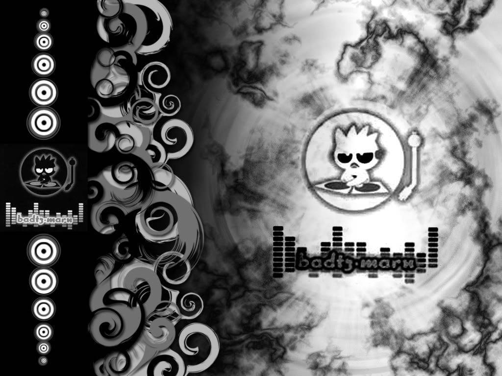 Caption: Iconic Badtz-Maru in a Black and White Graphic Wallpaper