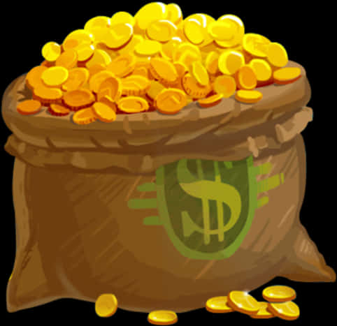 Bagof Gold Coins Illustration PNG