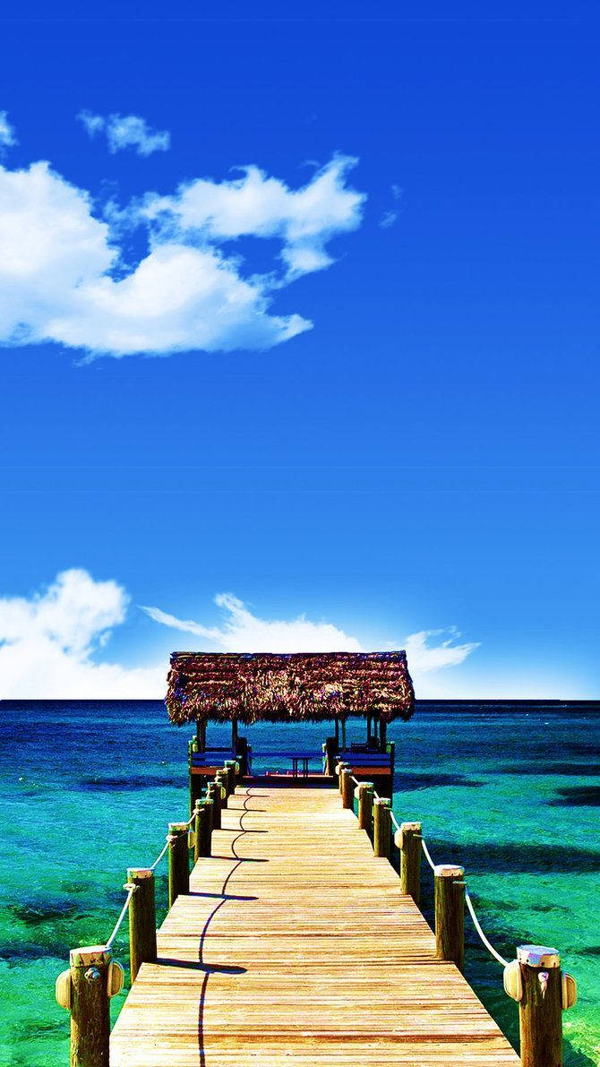 Smukke bahamas dock hævede palmer Wallpaper